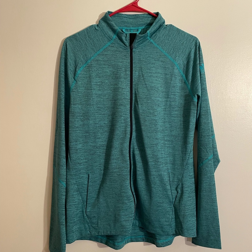 Adidas full zip long sleeve running top blue Large